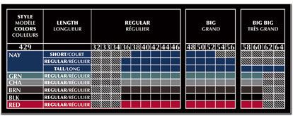 coveralls 429 sizing chart